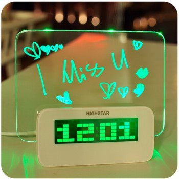 Alarme de Cabeceira Com Luz Fluorescente e Mensagem Personalizada